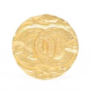 CHANEL Coco Mark Vintage Round Brooch, Gold Plated, Women's